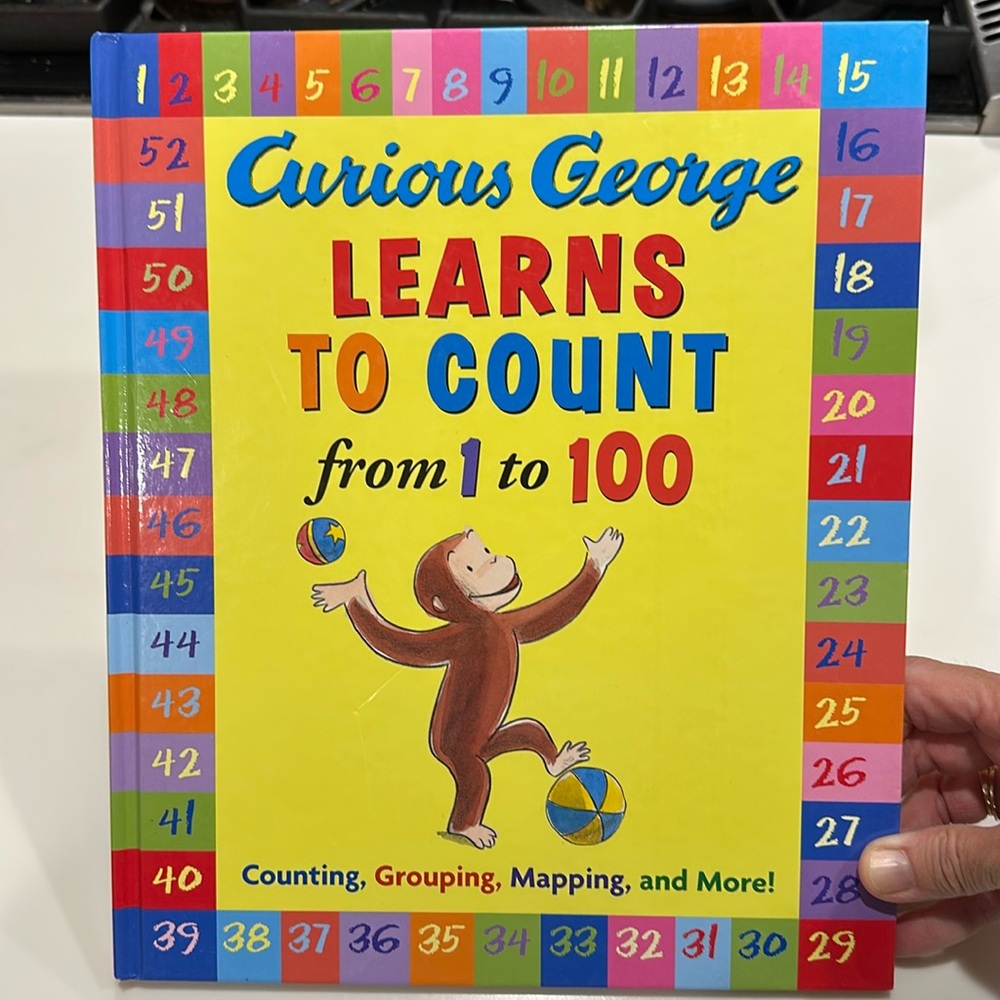 CURIOUS GEORGE LEARNS TO COUNT FROM 1-100 Childrens Large Hardbound Book